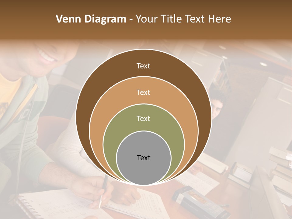 Small Group Of Students At A Library Studying PowerPoint Template
