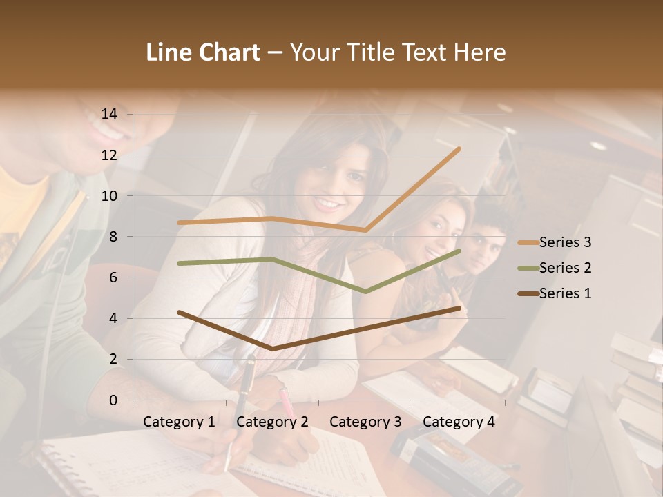 Small Group Of Students At A Library Studying PowerPoint Template