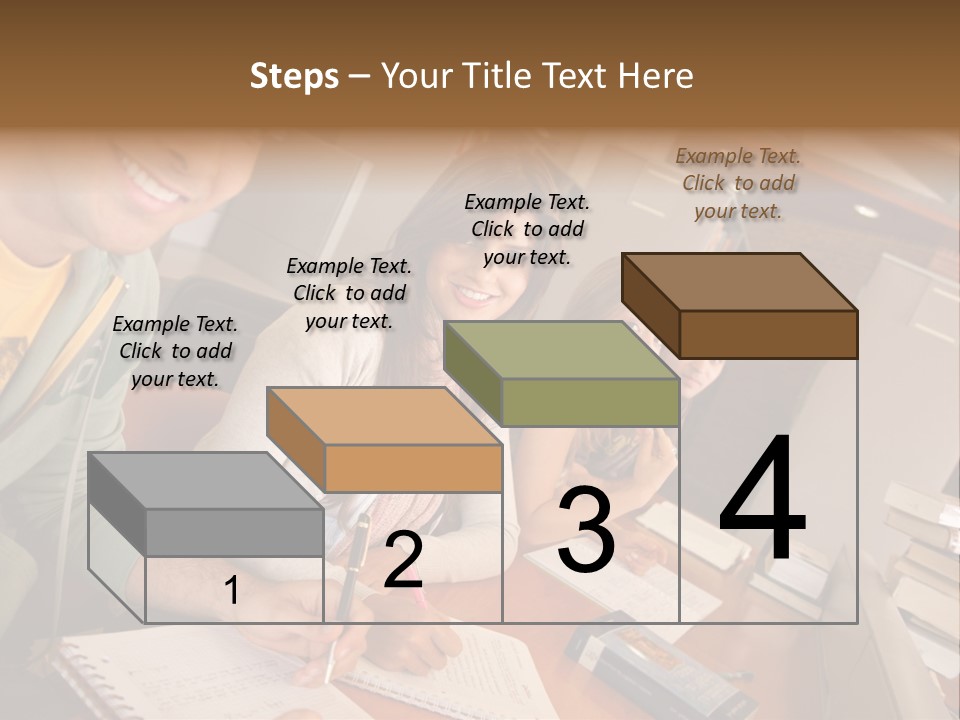Small Group Of Students At A Library Studying PowerPoint Template