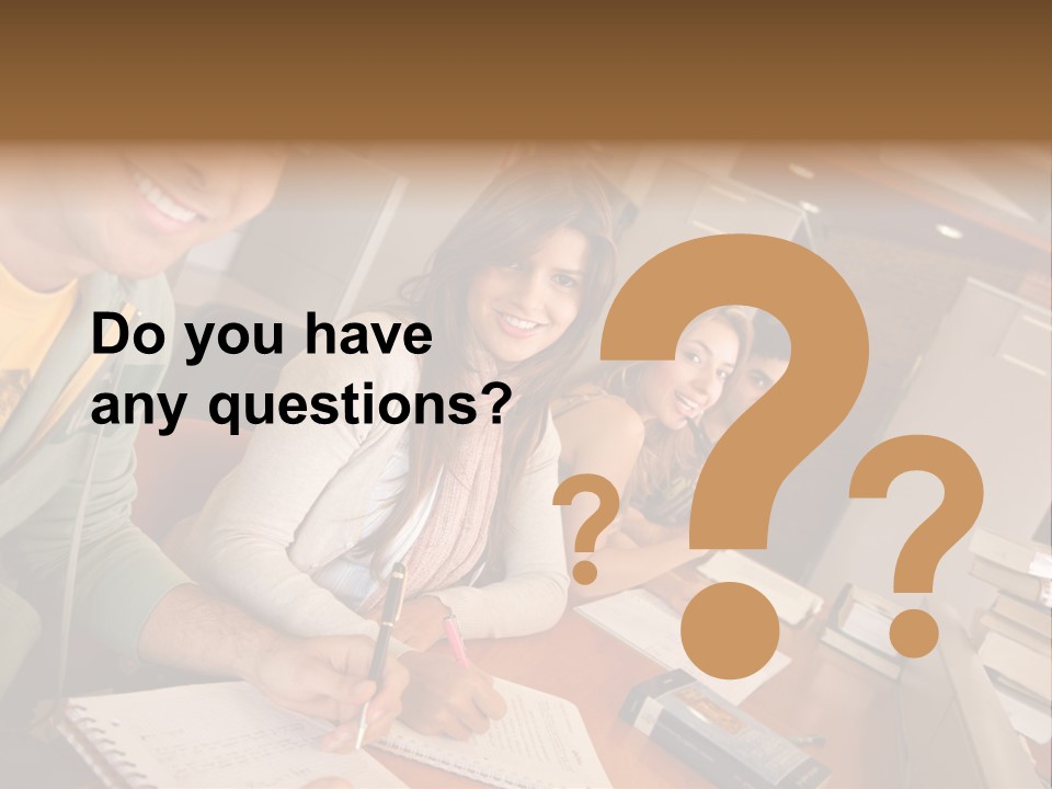 Small Group Of Students At A Library Studying PowerPoint Template