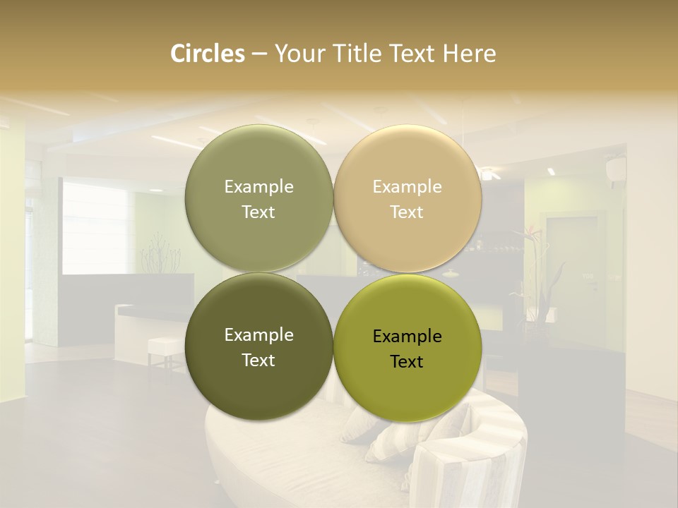 A Green And White Room With A Bar And Chairs PowerPoint Template