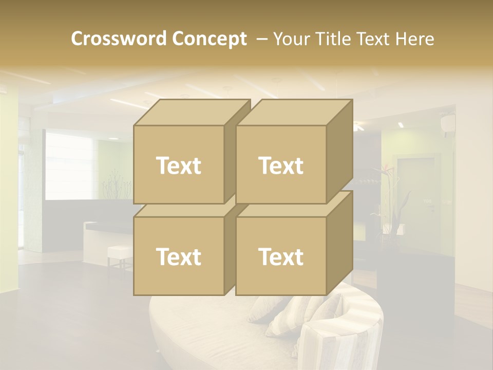 A Green And White Room With A Bar And Chairs PowerPoint Template