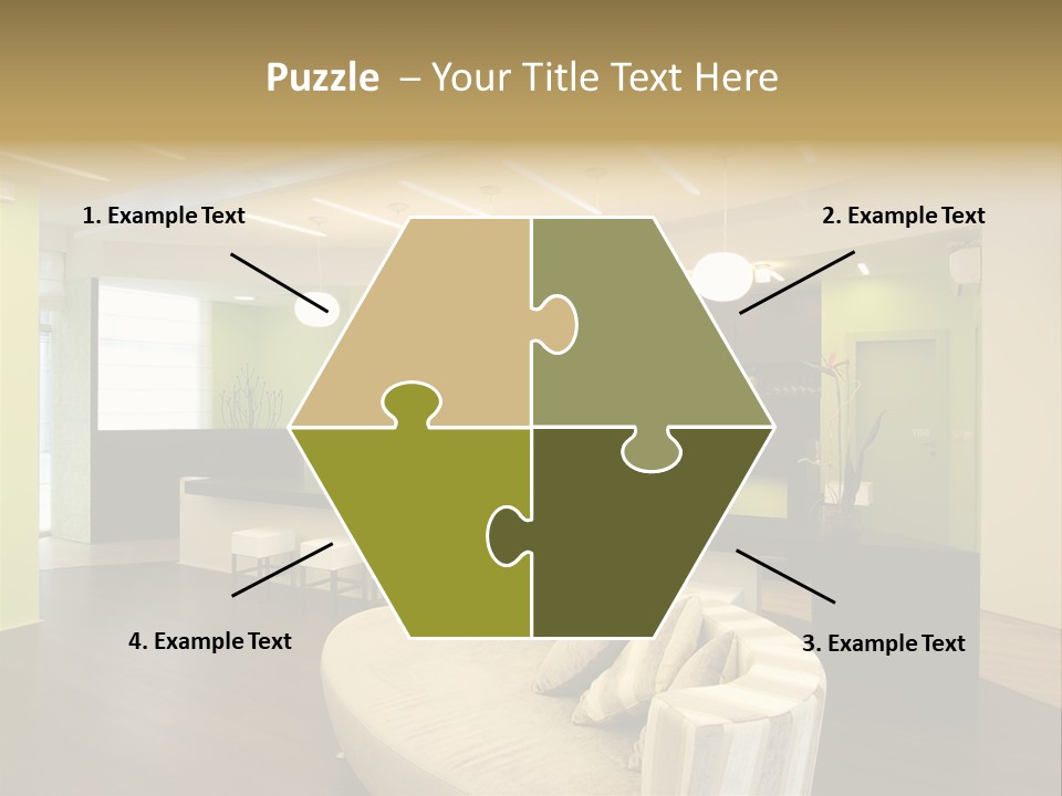 A Green And White Room With A Bar And Chairs PowerPoint Template