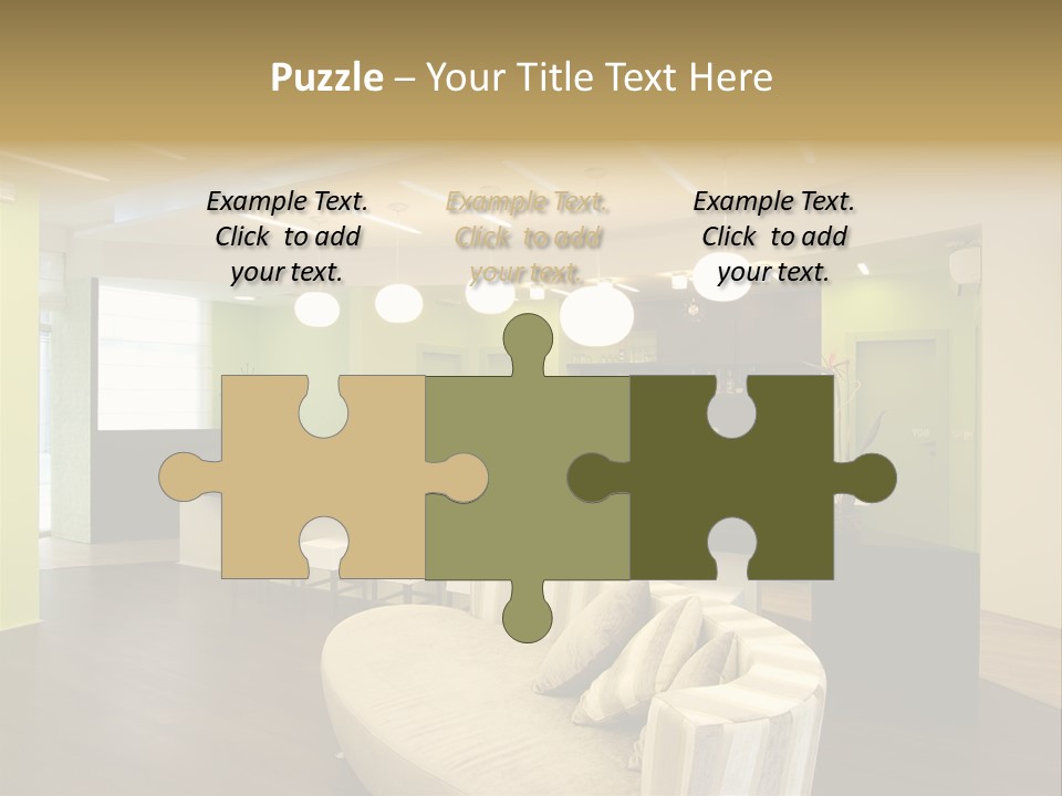 A Green And White Room With A Bar And Chairs PowerPoint Template