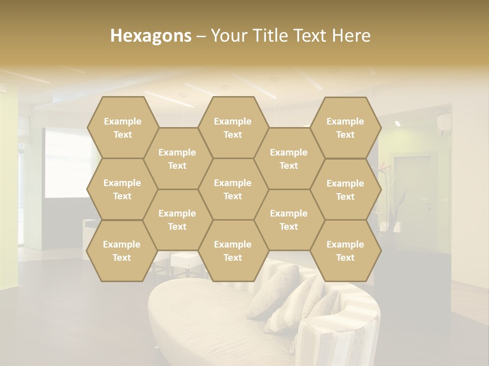 A Green And White Room With A Bar And Chairs PowerPoint Template