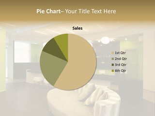 A Green And White Room With A Bar And Chairs PowerPoint Template