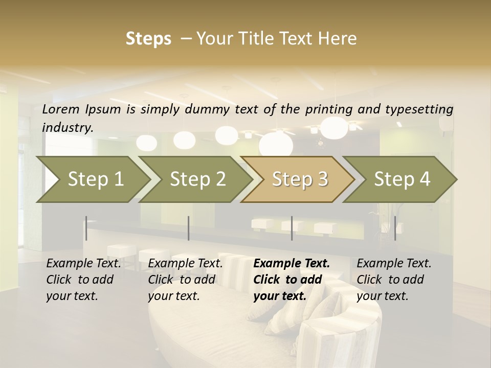 A Green And White Room With A Bar And Chairs PowerPoint Template