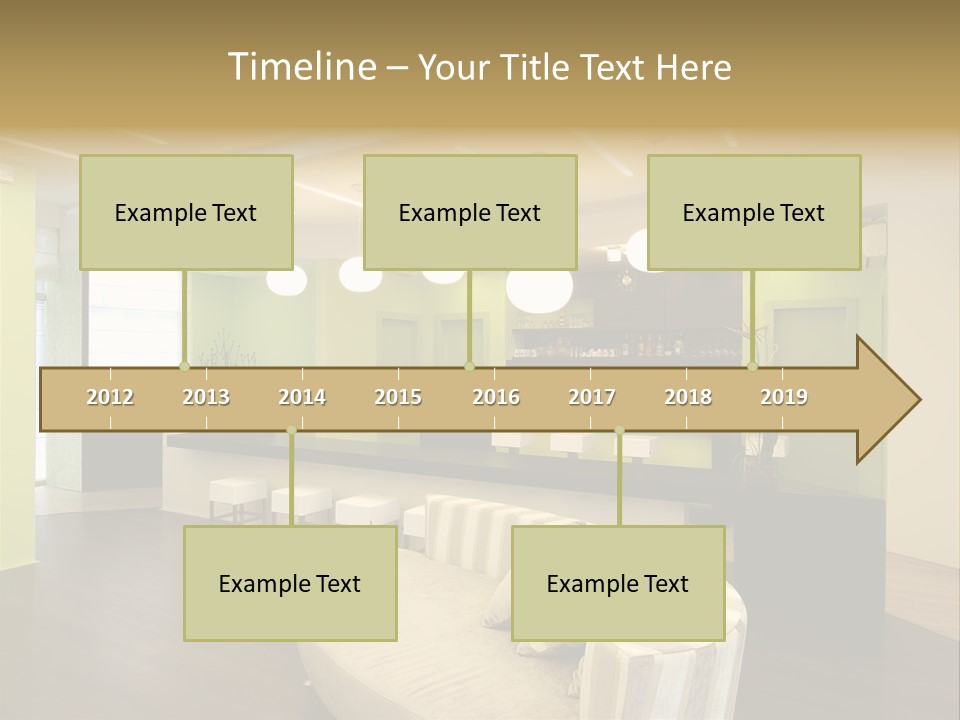 A Green And White Room With A Bar And Chairs PowerPoint Template