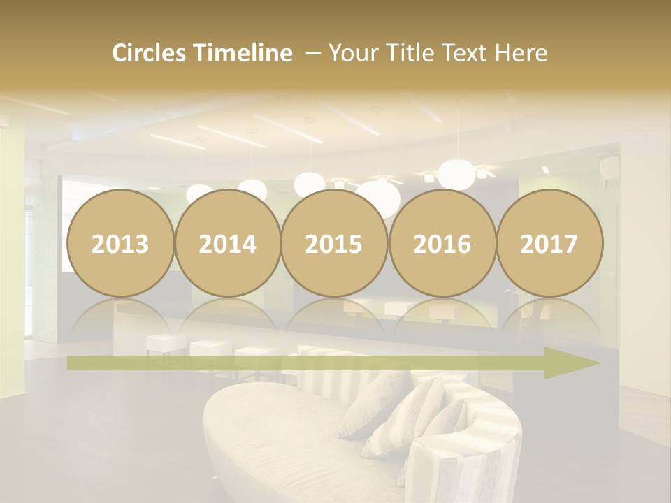 A Green And White Room With A Bar And Chairs PowerPoint Template