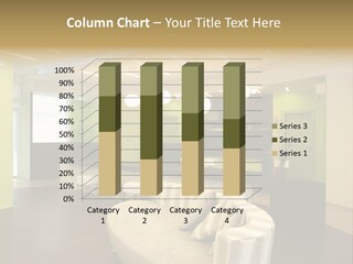 A Green And White Room With A Bar And Chairs PowerPoint Template