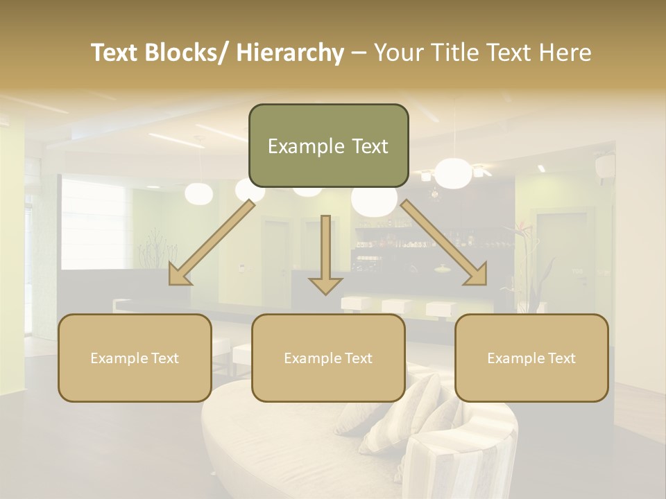 A Green And White Room With A Bar And Chairs PowerPoint Template