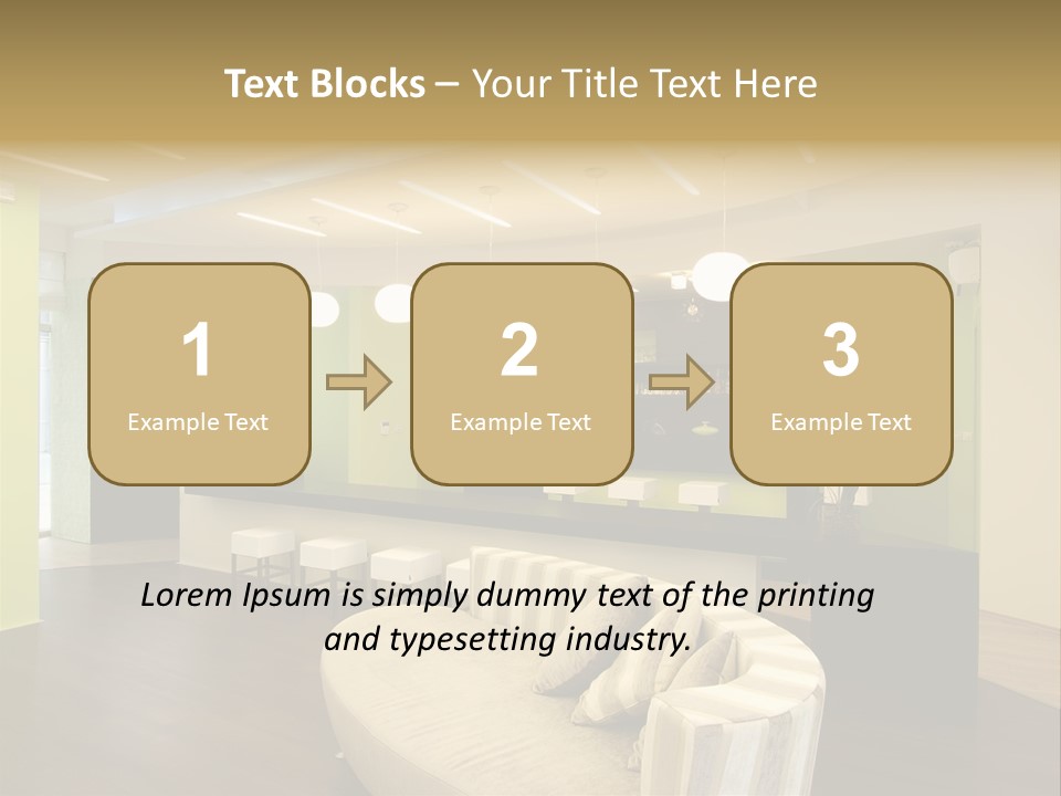 A Green And White Room With A Bar And Chairs PowerPoint Template