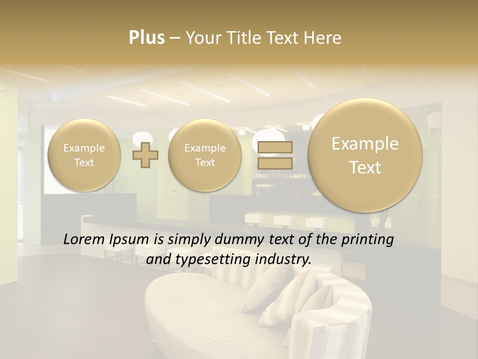 A Green And White Room With A Bar And Chairs PowerPoint Template