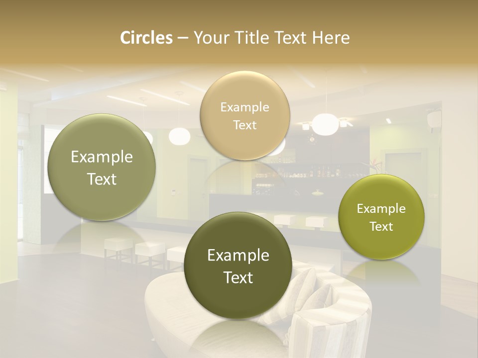 A Green And White Room With A Bar And Chairs PowerPoint Template