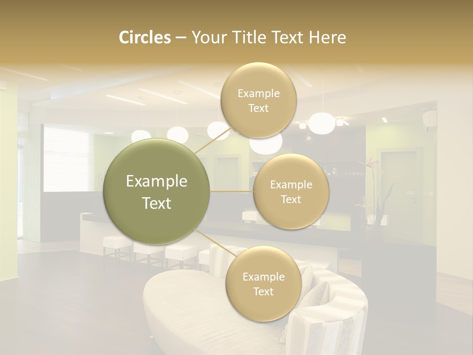 A Green And White Room With A Bar And Chairs PowerPoint Template