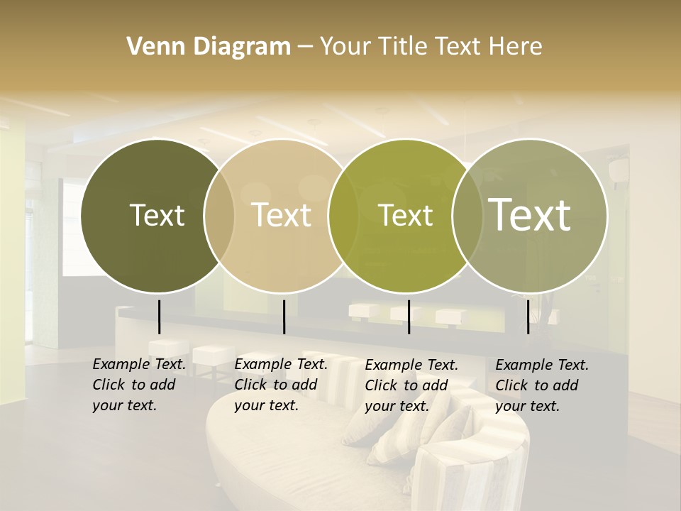 A Green And White Room With A Bar And Chairs PowerPoint Template
