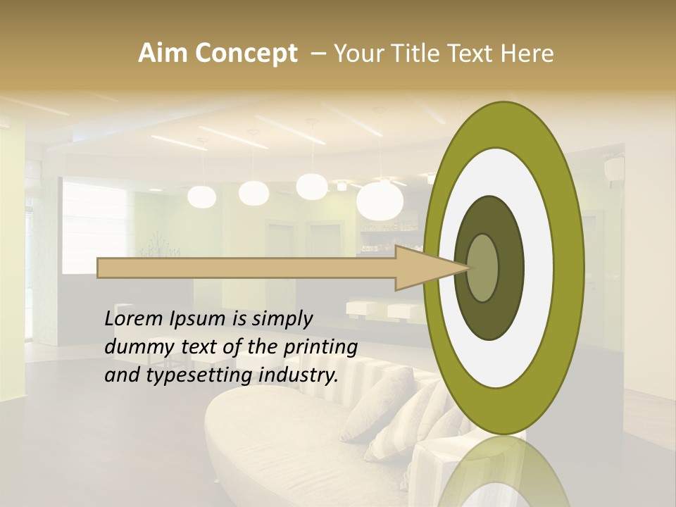 A Green And White Room With A Bar And Chairs PowerPoint Template