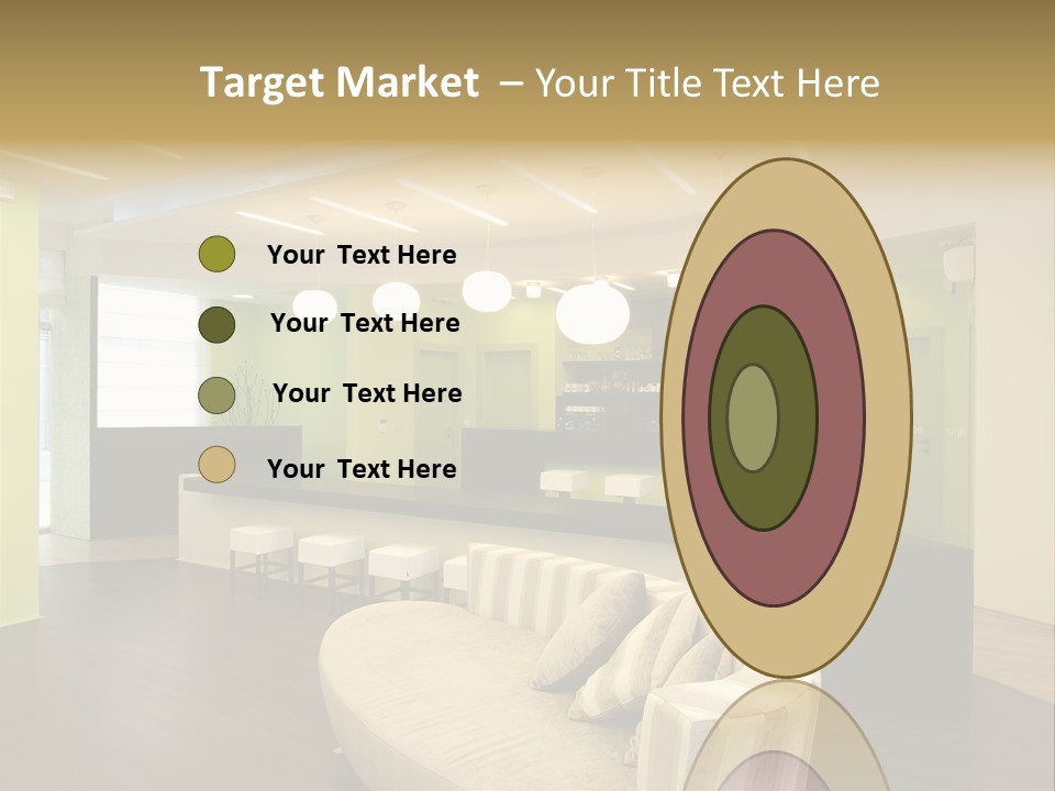 A Green And White Room With A Bar And Chairs PowerPoint Template