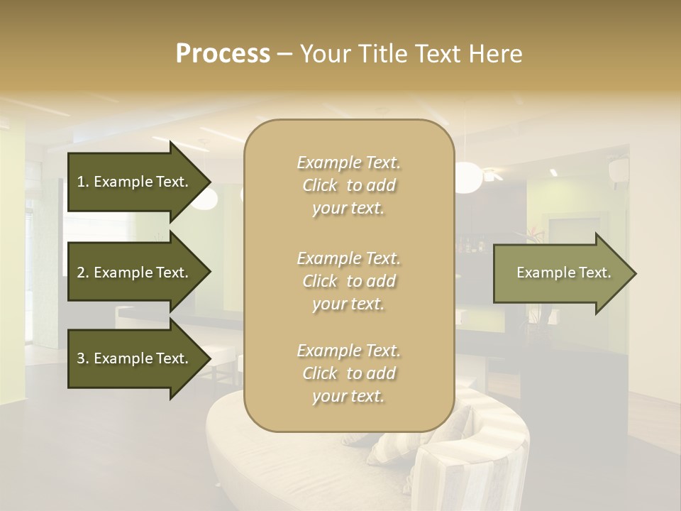 A Green And White Room With A Bar And Chairs PowerPoint Template