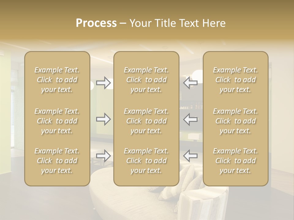 A Green And White Room With A Bar And Chairs PowerPoint Template