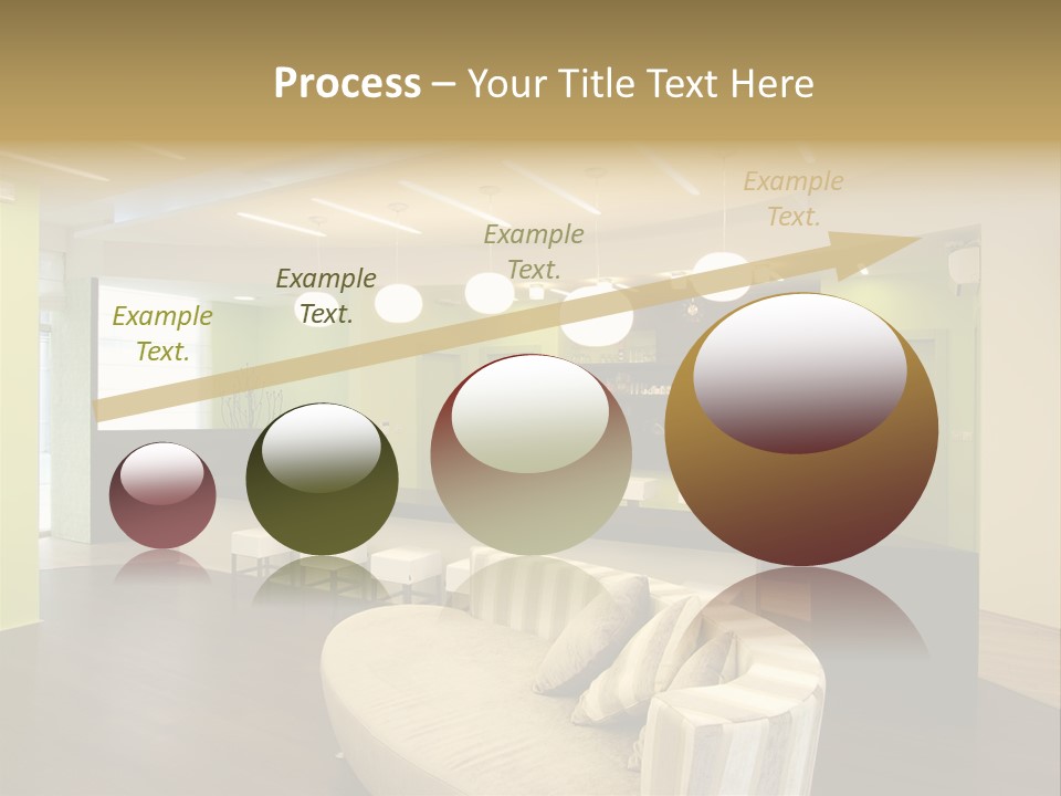 A Green And White Room With A Bar And Chairs PowerPoint Template