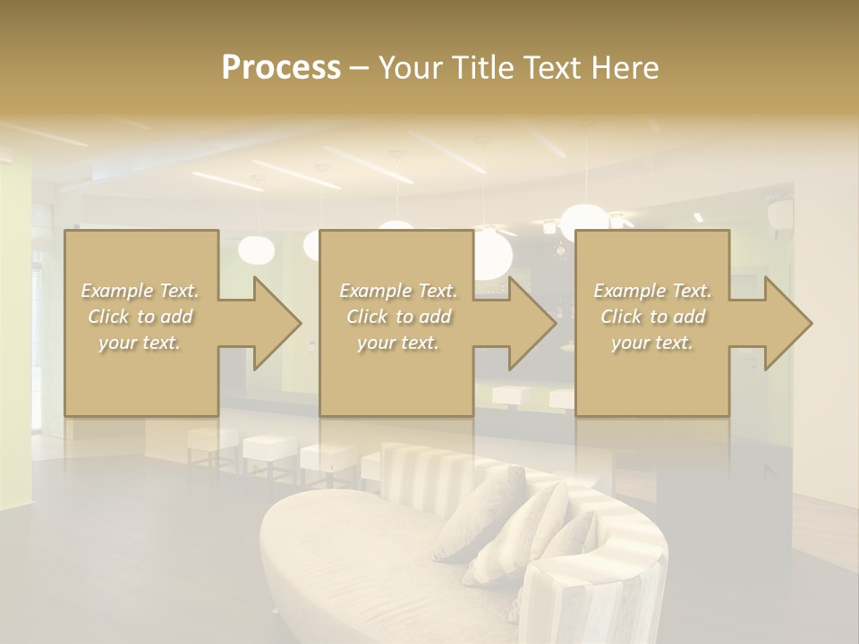 A Green And White Room With A Bar And Chairs PowerPoint Template