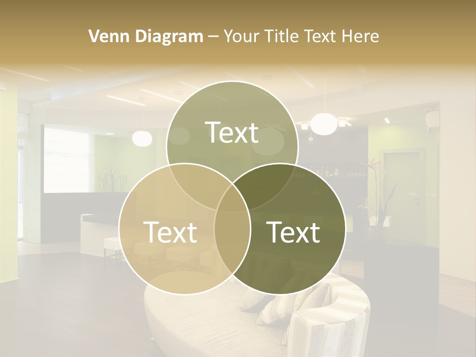 A Green And White Room With A Bar And Chairs PowerPoint Template