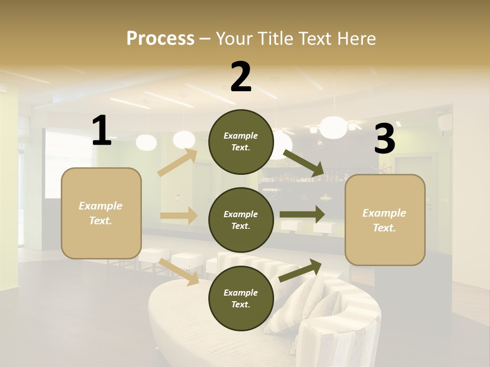 A Green And White Room With A Bar And Chairs PowerPoint Template