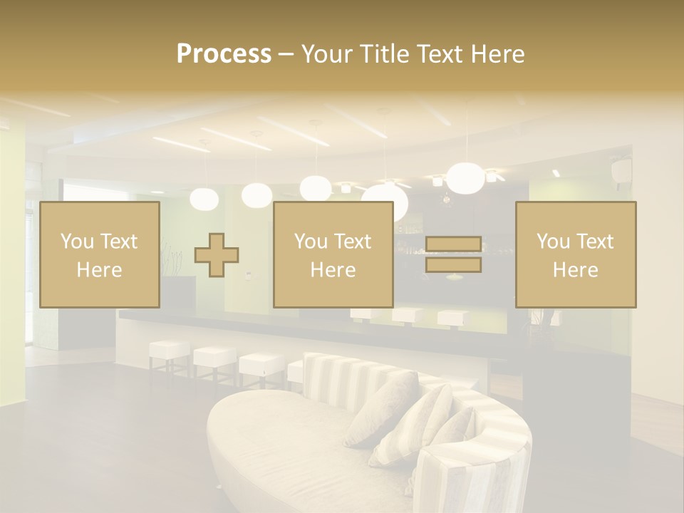 A Green And White Room With A Bar And Chairs PowerPoint Template
