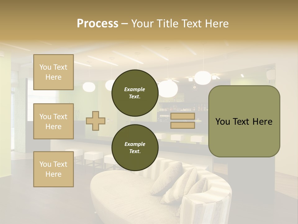 A Green And White Room With A Bar And Chairs PowerPoint Template
