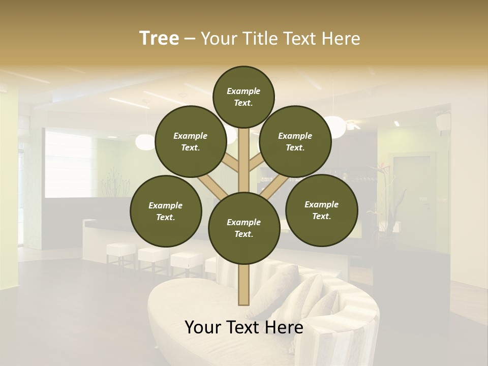 A Green And White Room With A Bar And Chairs PowerPoint Template