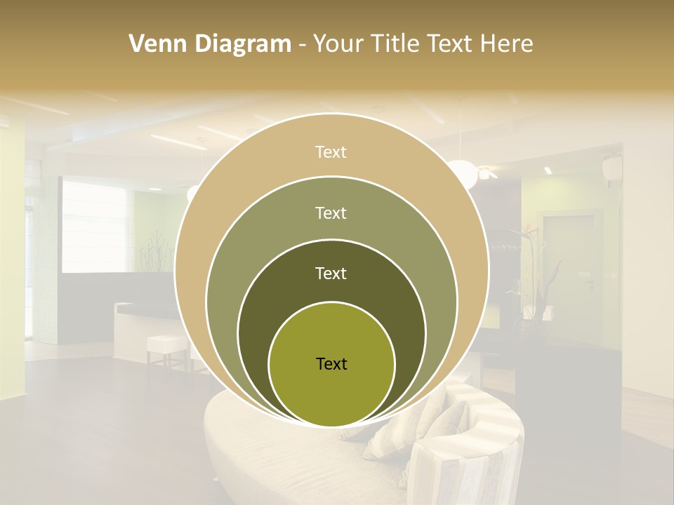 A Green And White Room With A Bar And Chairs PowerPoint Template