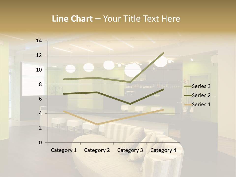 A Green And White Room With A Bar And Chairs PowerPoint Template