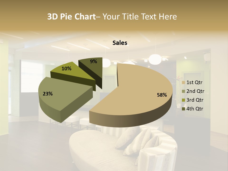 A Green And White Room With A Bar And Chairs PowerPoint Template