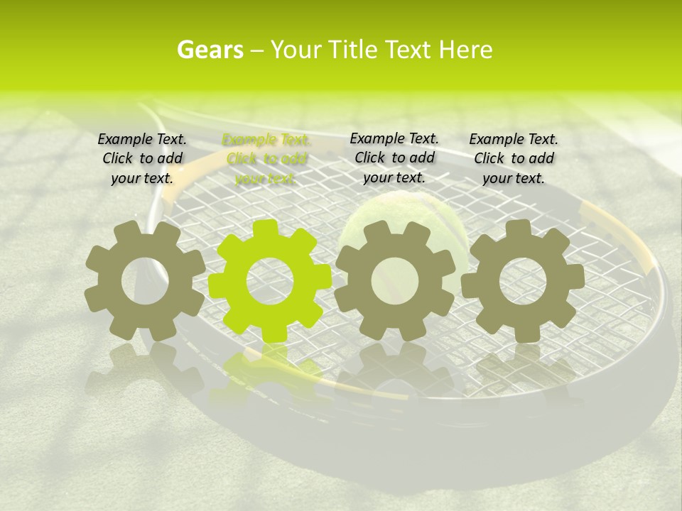 A Tennis Racket And New Tennis Ball On A Freshly Painted Tennis Court PowerPoint Template