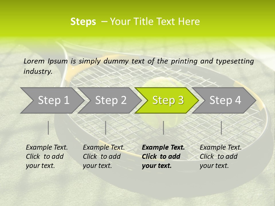 A Tennis Racket And New Tennis Ball On A Freshly Painted Tennis Court PowerPoint Template