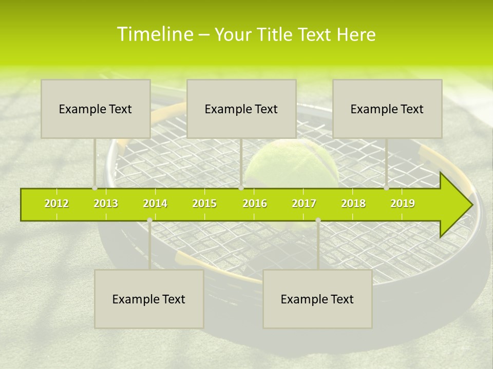 A Tennis Racket And New Tennis Ball On A Freshly Painted Tennis Court PowerPoint Template
