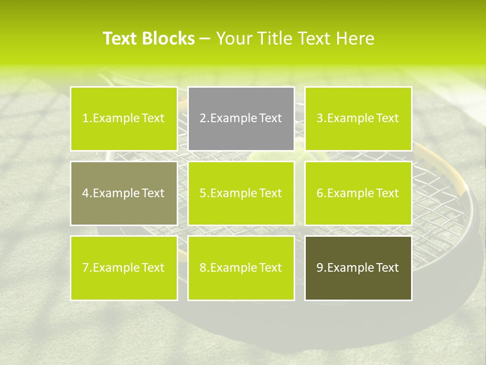 A Tennis Racket And New Tennis Ball On A Freshly Painted Tennis Court PowerPoint Template