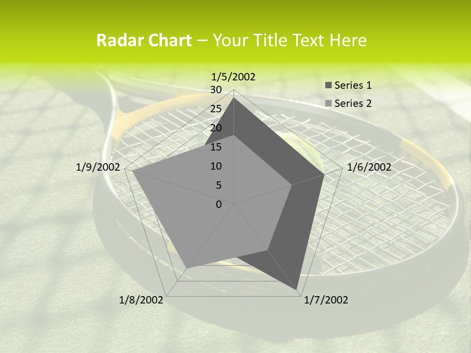 A Tennis Racket And New Tennis Ball On A Freshly Painted Tennis Court PowerPoint Template