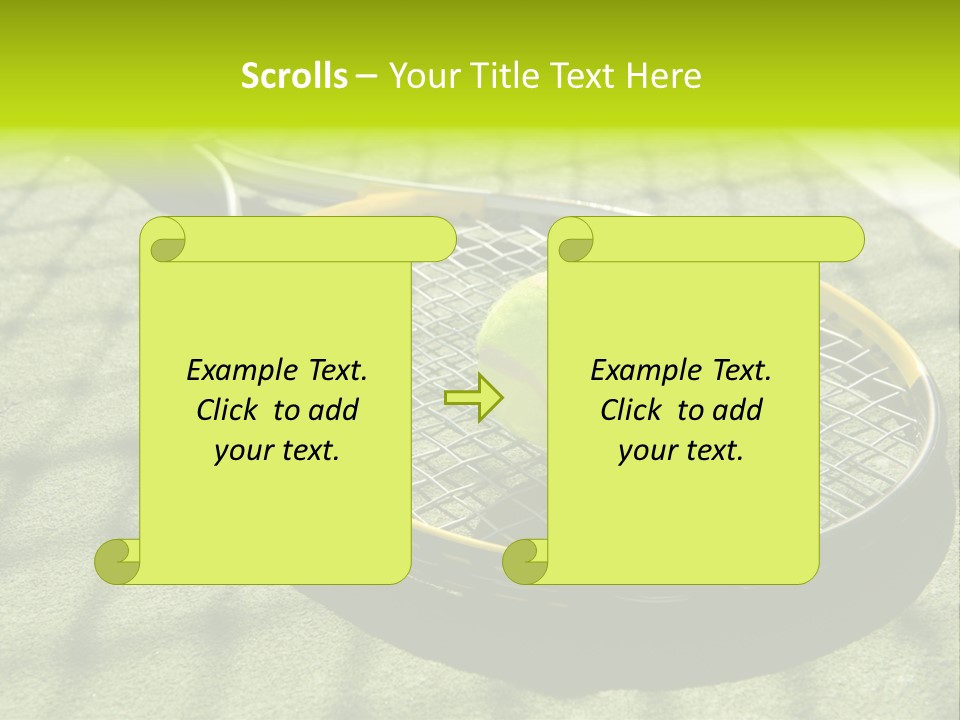 A Tennis Racket And New Tennis Ball On A Freshly Painted Tennis Court PowerPoint Template
