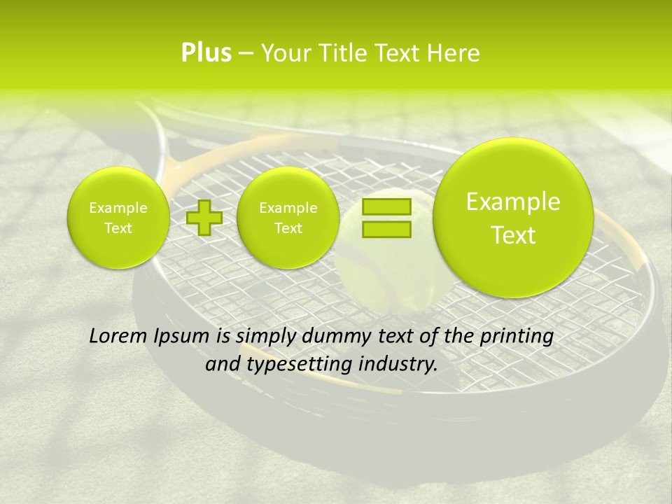 A Tennis Racket And New Tennis Ball On A Freshly Painted Tennis Court PowerPoint Template