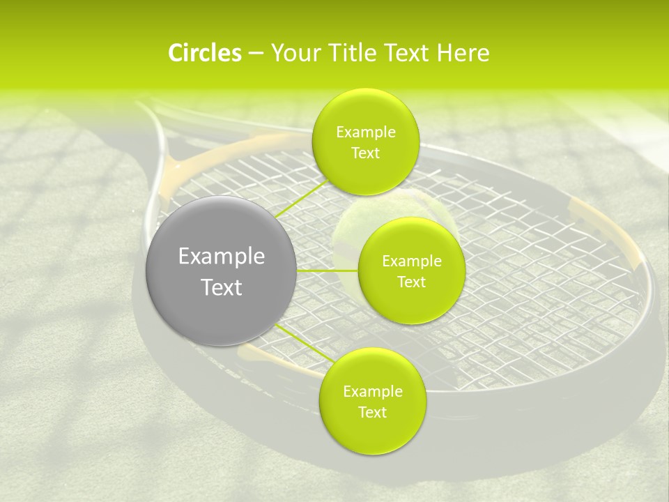 A Tennis Racket And New Tennis Ball On A Freshly Painted Tennis Court PowerPoint Template