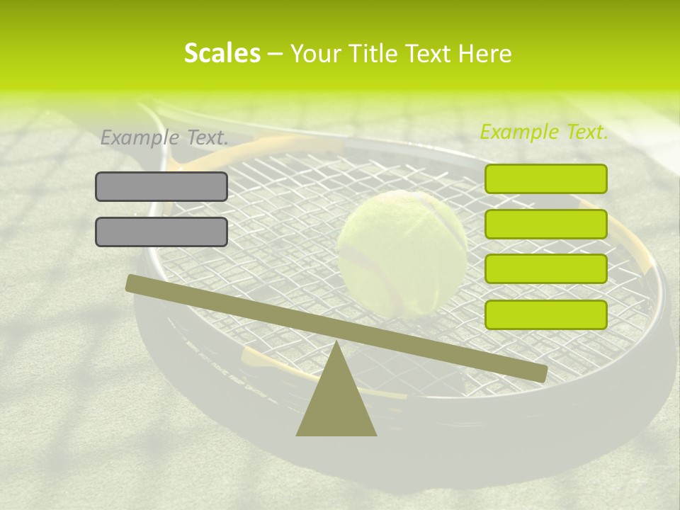 A Tennis Racket And New Tennis Ball On A Freshly Painted Tennis Court PowerPoint Template