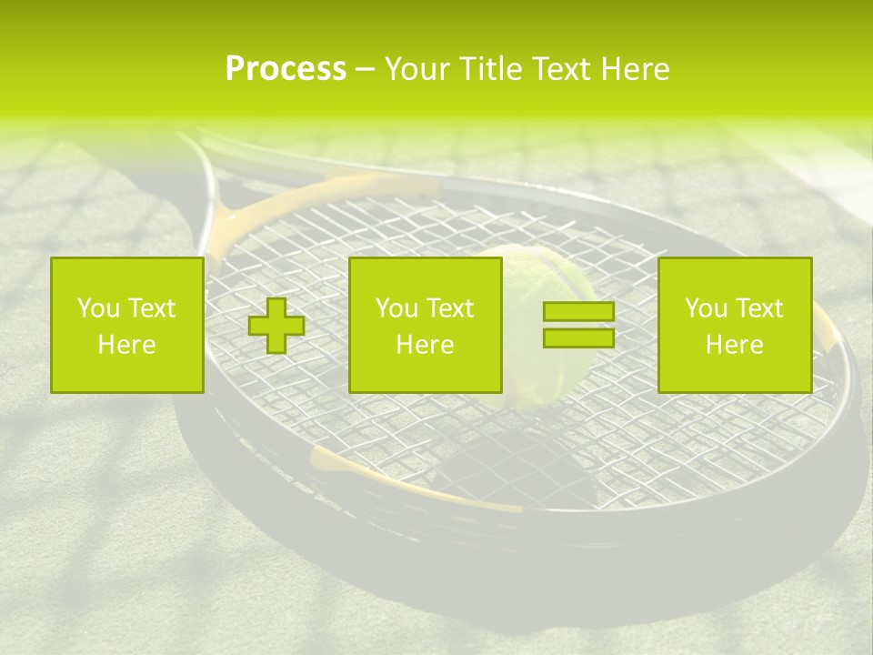 A Tennis Racket And New Tennis Ball On A Freshly Painted Tennis Court PowerPoint Template