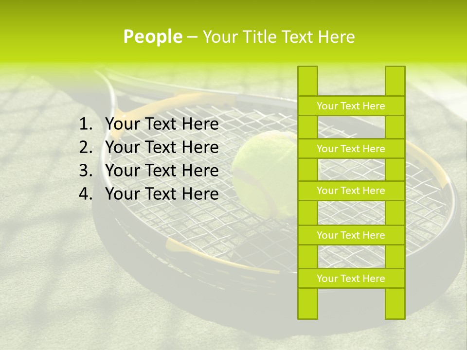 A Tennis Racket And New Tennis Ball On A Freshly Painted Tennis Court PowerPoint Template