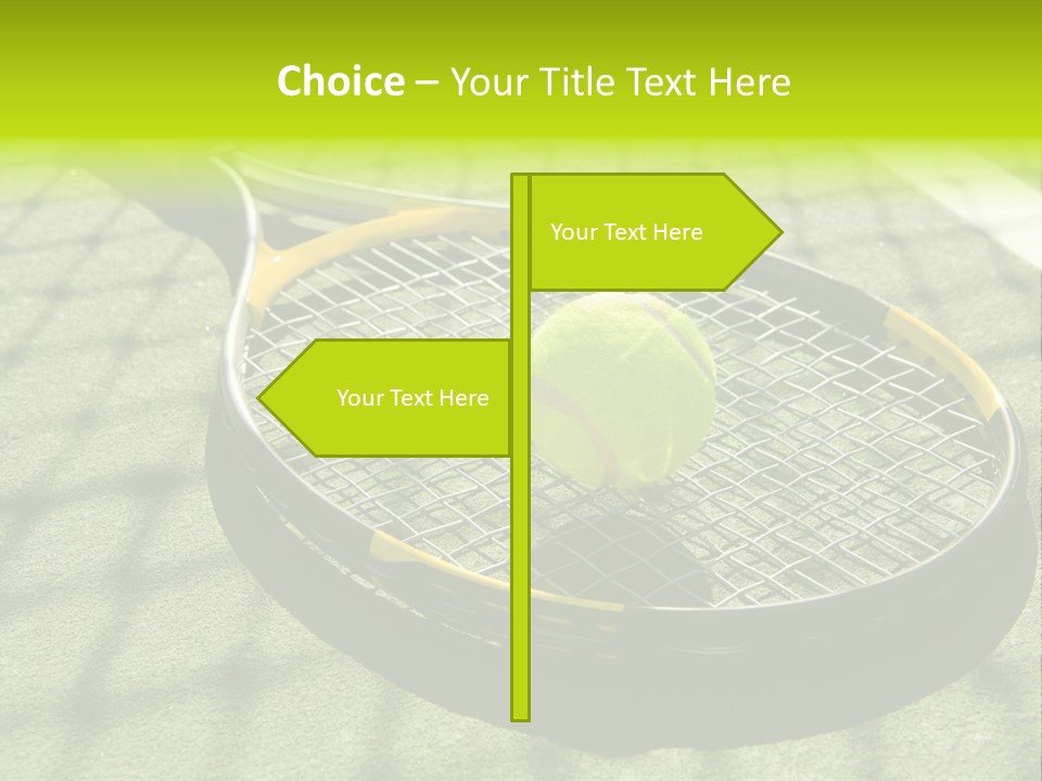 A Tennis Racket And New Tennis Ball On A Freshly Painted Tennis Court PowerPoint Template