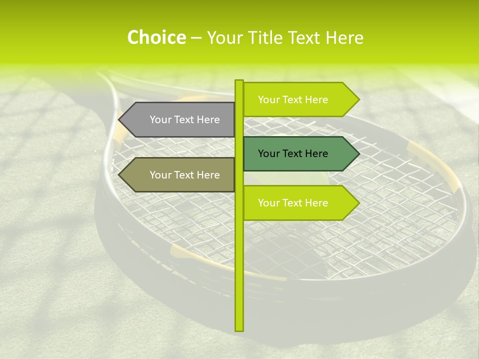 A Tennis Racket And New Tennis Ball On A Freshly Painted Tennis Court PowerPoint Template