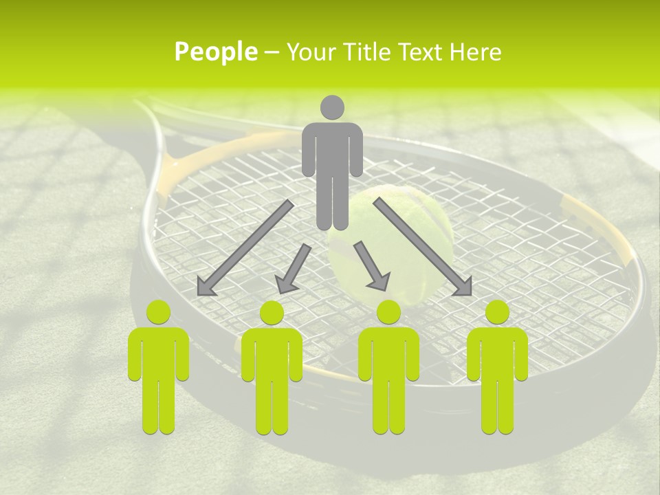 A Tennis Racket And New Tennis Ball On A Freshly Painted Tennis Court PowerPoint Template