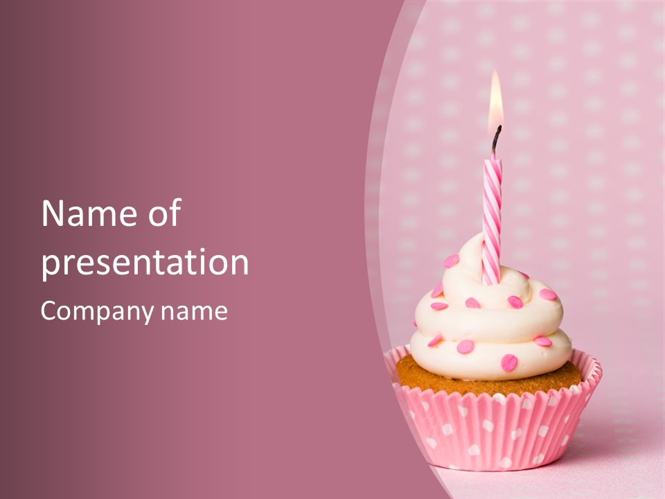 A Cupcake With A Candle On Top Of It PowerPoint Template