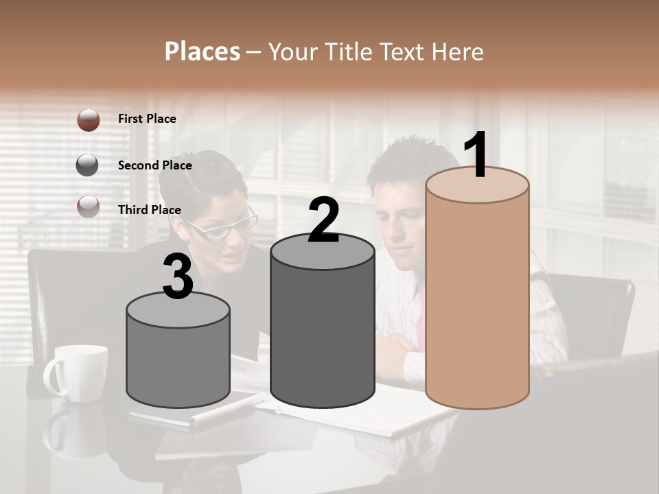 A Man And A Woman Sitting At A Table In Front Of A Laptop PowerPoint Template